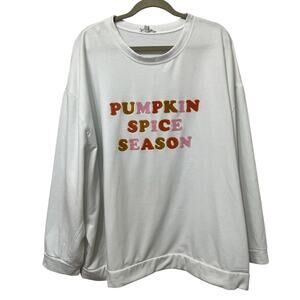 Mary Square Women’s Pumpkin Spice Sweatshirt Plus Size XXL White with Appliqué